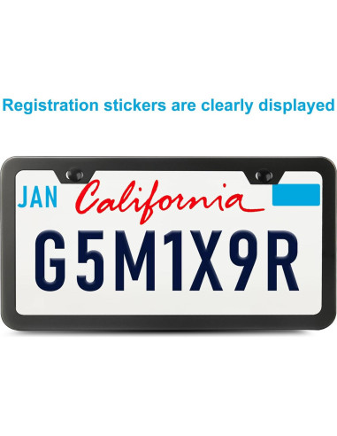 Marcos de Placas de Licencia Lrokimg Negros 2 Agujeros Acero Inoxidable