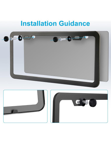 Marcos de Placas de Licencia Lrokimg Negros 2 Agujeros Acero Inoxidable