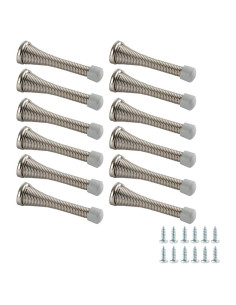 Tope de puerta de resorte Amazon Basics, níquel cepillado, 12 unidades