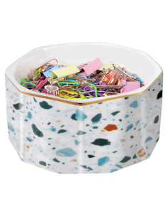 Soporte para Clips de Papel Cerámica LEAZUL Patrón Terrazzo