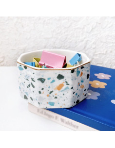 Soporte para Clips de Papel Cerámica LEAZUL Patrón Terrazzo 2