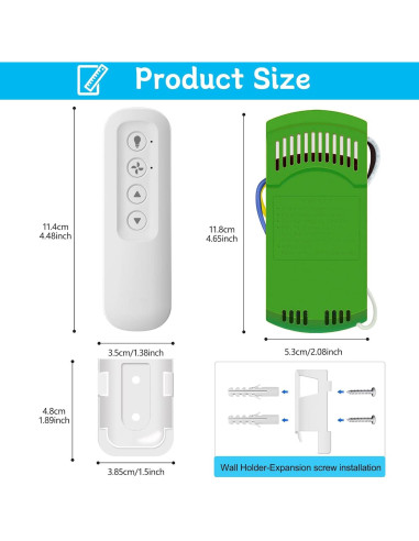 Kit Control Remoto Universal Ventilador Hunter RC-82T 3 Velocidades