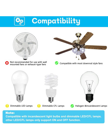 Kit Control Remoto Universal Ventilador Hunter RC-82T 3 Velocidades