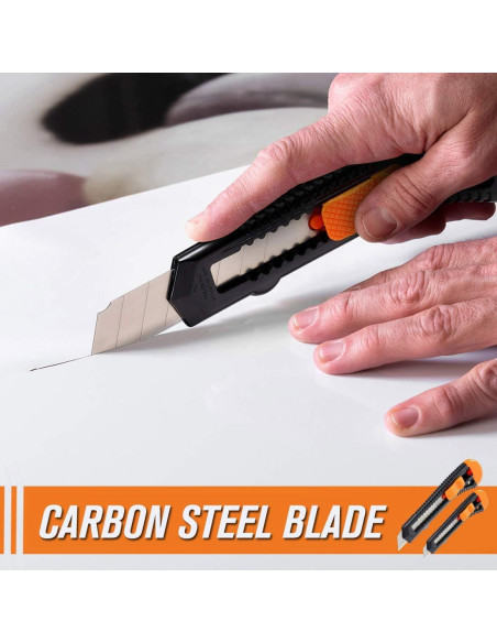 Cuchillo Utility REXBETI 12 Piezas 18mm Afilado Retráctil