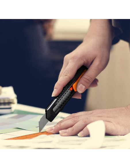 Cuchillo Utility REXBETI 12 Piezas 18mm Afilado Retráctil