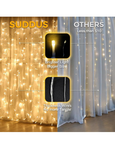 Luces de Cortina LED Suddus 200 Bombillas Blanco Cálido