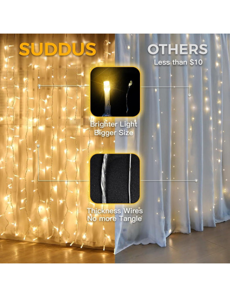 Luces de Cortina LED Suddus 200 Bombillas Blanco Cálido