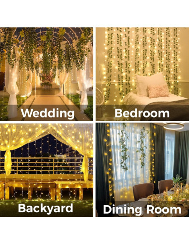 Luces de Cortina LED Suddus 200 Bombillas Blanco Cálido