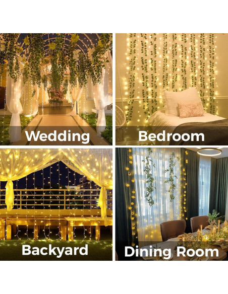 Luces de Cortina LED Suddus 200 Bombillas Blanco Cálido