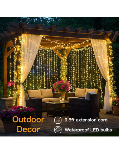 Luces de Cortina LED Suddus 200 Bombillas Blanco Cálido