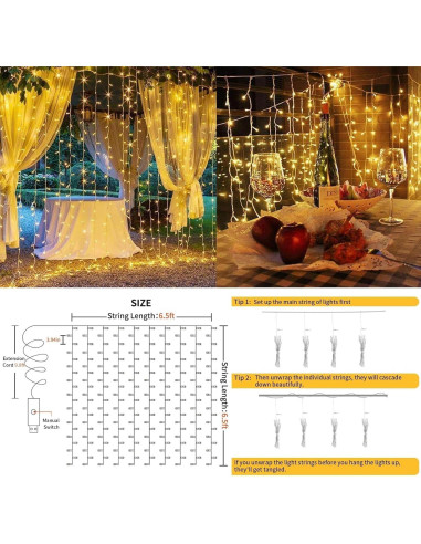 Luces de Cortina LED Suddus 200 Bombillas Blanco Cálido