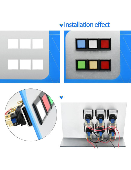 Interruptor Cuadrado ZGSZJHF 21x21mm 5A 250V Luz Azul IP65