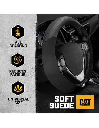 Cubierta de Volante CAT Suede Negro/Gris 36.8-38.1 cm
