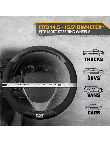 Cubierta de Volante CAT Suede Negro/Gris 36.8-38.1 cm