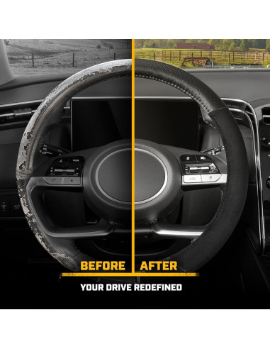 Cubierta de Volante CAT Suede Negro/Gris 36.8-38.1 cm