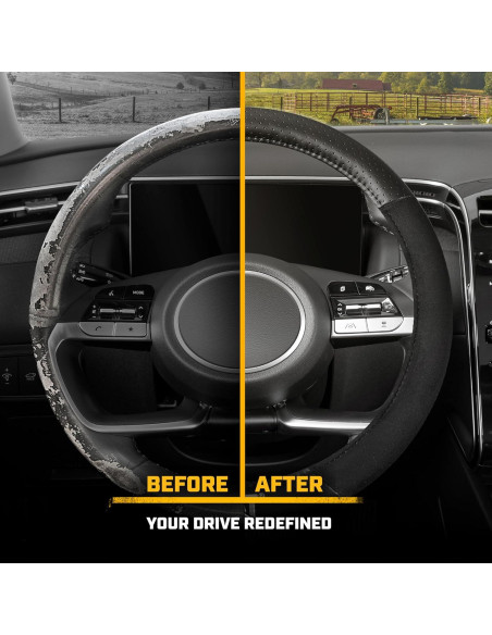 Cubierta de Volante CAT Suede Negro/Gris 36.8-38.1 cm