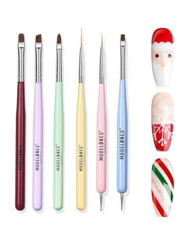 Juego de Pinceles para Arte de Uñas Modelones - 6 Piezas