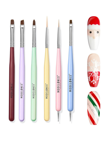 Juego de Pinceles para Arte de Uñas Modelones - 6 Piezas