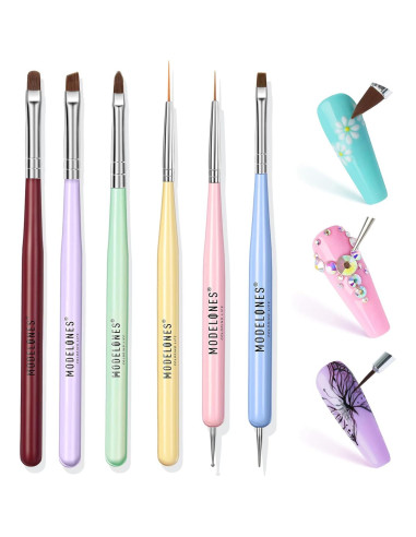 Juego de Pinceles para Arte de Uñas Modelones - 6 Piezas