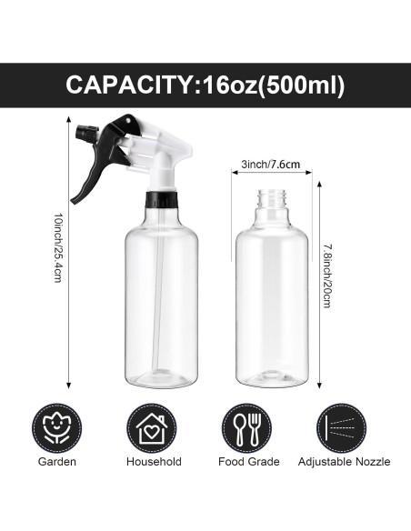 12 Botellas de Spray Reutilizables Eccliy 500 ml para Limpieza