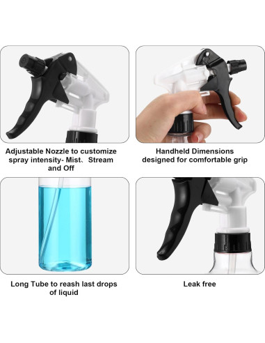 12 Botellas de Spray Reutilizables Eccliy 500 ml para Limpieza