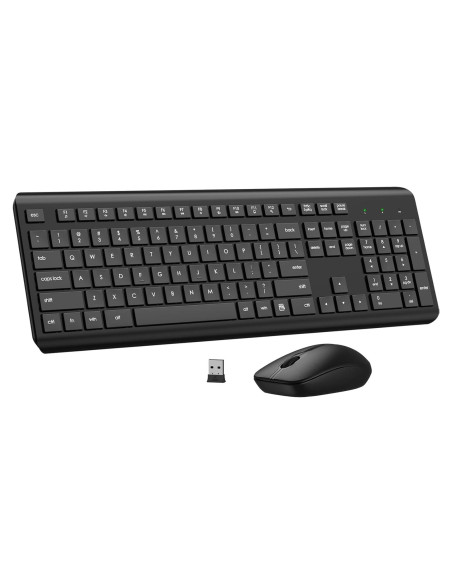 Combo Teclado y Ratón Inalámbrico EDJO Ergonómico Negro Combo Teclado y Ratón Inalámbrico EDJO Ergonómico Negro