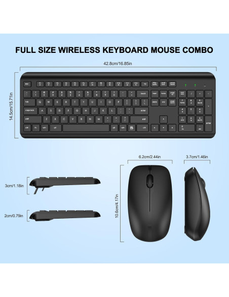 Combo Teclado y Ratón Inalámbrico EDJO Ergonómico Negro Combo Teclado y Ratón Inalámbrico EDJO Ergonómico Negro