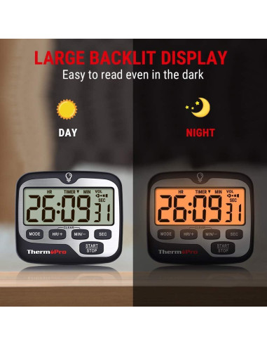 Temporizador Digital ThermoPro TM01 con Retroiluminación Táctil