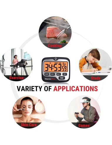 Temporizador Digital ThermoPro TM01 con Retroiluminación Táctil