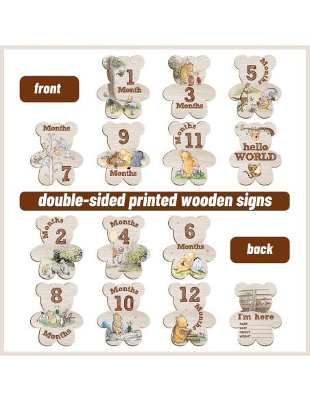 Conjunto de 7 Marcadores Mensuales de Hitos Winnie para Bebés
