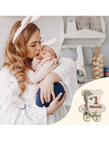 Conjunto de 7 Marcadores Mensuales de Hitos Winnie para Bebés