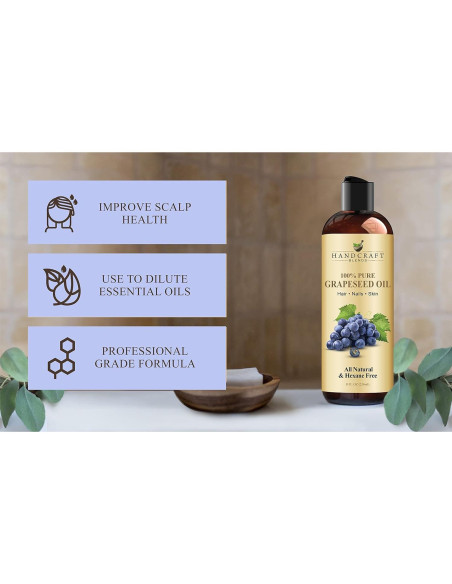 Aceite de Semilla de Uva Handcraft Blends 236.6 ml - 100% Puro y Natural Aceite de Semilla de Uva Handcraft Blends 236.6 ml - 100% Puro y Natural