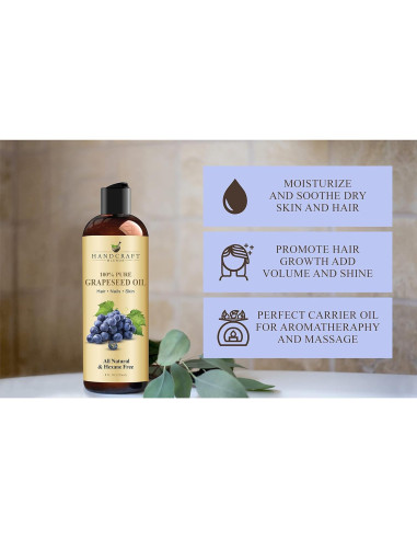 Aceite de Semilla de Uva Handcraft Blends 236.6 ml - 100% Puro y Natural