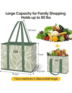 Bolsas de Compras Reutilizables BALEINE 4 Pk Follaje Antiguo 2