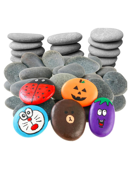 30 Rocas Naturales para Pintar KvyusFlourish 5-8 cm Gris