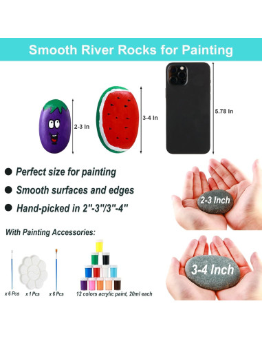 30 Rocas Naturales para Pintar KvyusFlourish 5-8 cm Gris