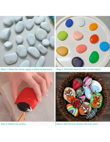 30 Rocas Naturales para Pintar KvyusFlourish 5-8 cm Gris