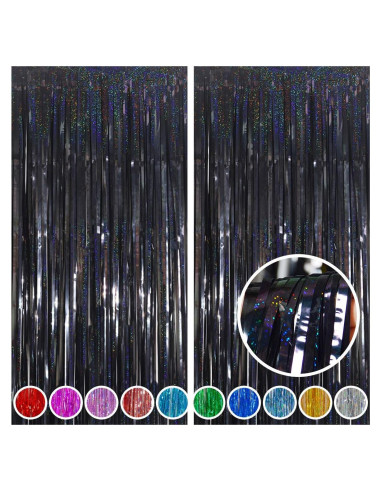 Cortinas de Flecos de Foil Melsan 2 Piezas 0.97x2.44m Negro