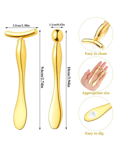 Aplicador de Crema para Ojos Pimoys - Rodillo Facial Oro 9.6 cm