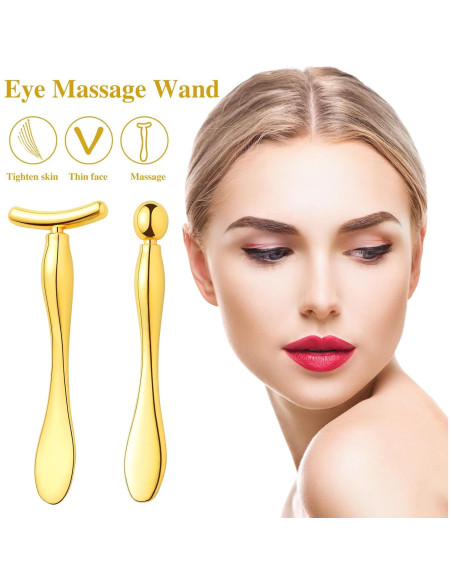 Aplicador de Crema para Ojos Pimoys - Rodillo Facial Oro 9.6 cm