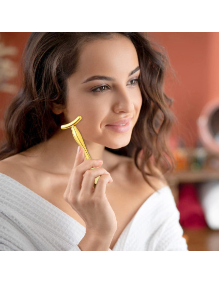 Aplicador de Crema para Ojos Pimoys - Rodillo Facial Oro 9.6 cm