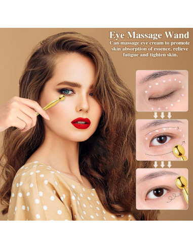 Aplicador de Crema para Ojos Pimoys - Rodillo Facial Oro 9.6 cm