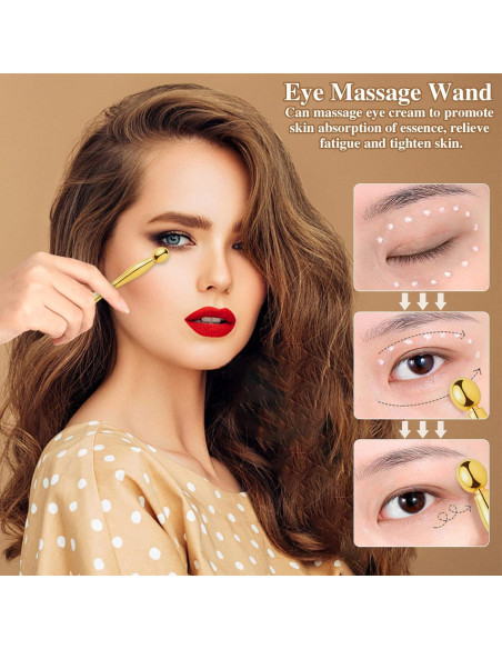 Aplicador de Crema para Ojos Pimoys - Rodillo Facial Oro 9.6 cm