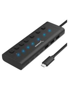 Hub USB-C 7 Puertos SABRENT HB-3A4C 5Gbps 48W Aluminio