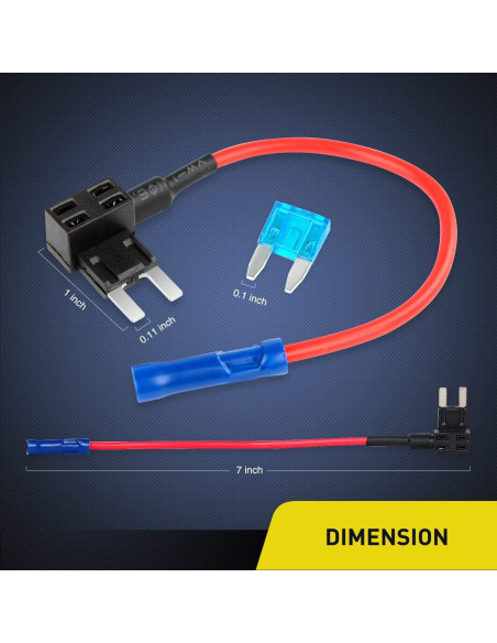 Adaptador de Fusible Tap Nilight 50034R 10PCS + 120 Fusibles Mini