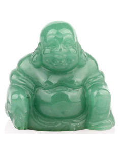 Estatua Buda Feliz Aventurina Verde 38mm Feng Shui