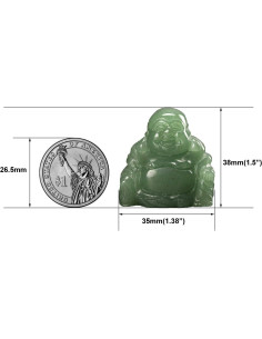 Estatua Buda Feliz Aventurina Verde 38mm Feng Shui 2