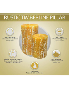 Velas de Pilar Hyoola Timberline Amarillas - Paquete de 3 - 65mm x 90mm 2