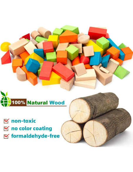 Juego de Bloques de Madera Timfuis - 80 Piezas Educativas