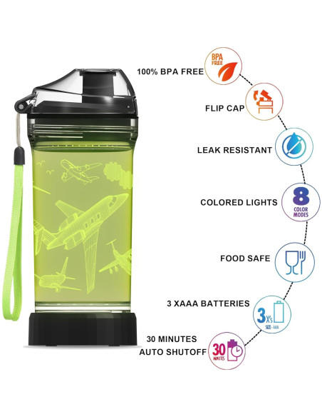 Botella de Agua OkiyiD 14 OZ para Niños con Luz LED 3D - Avián